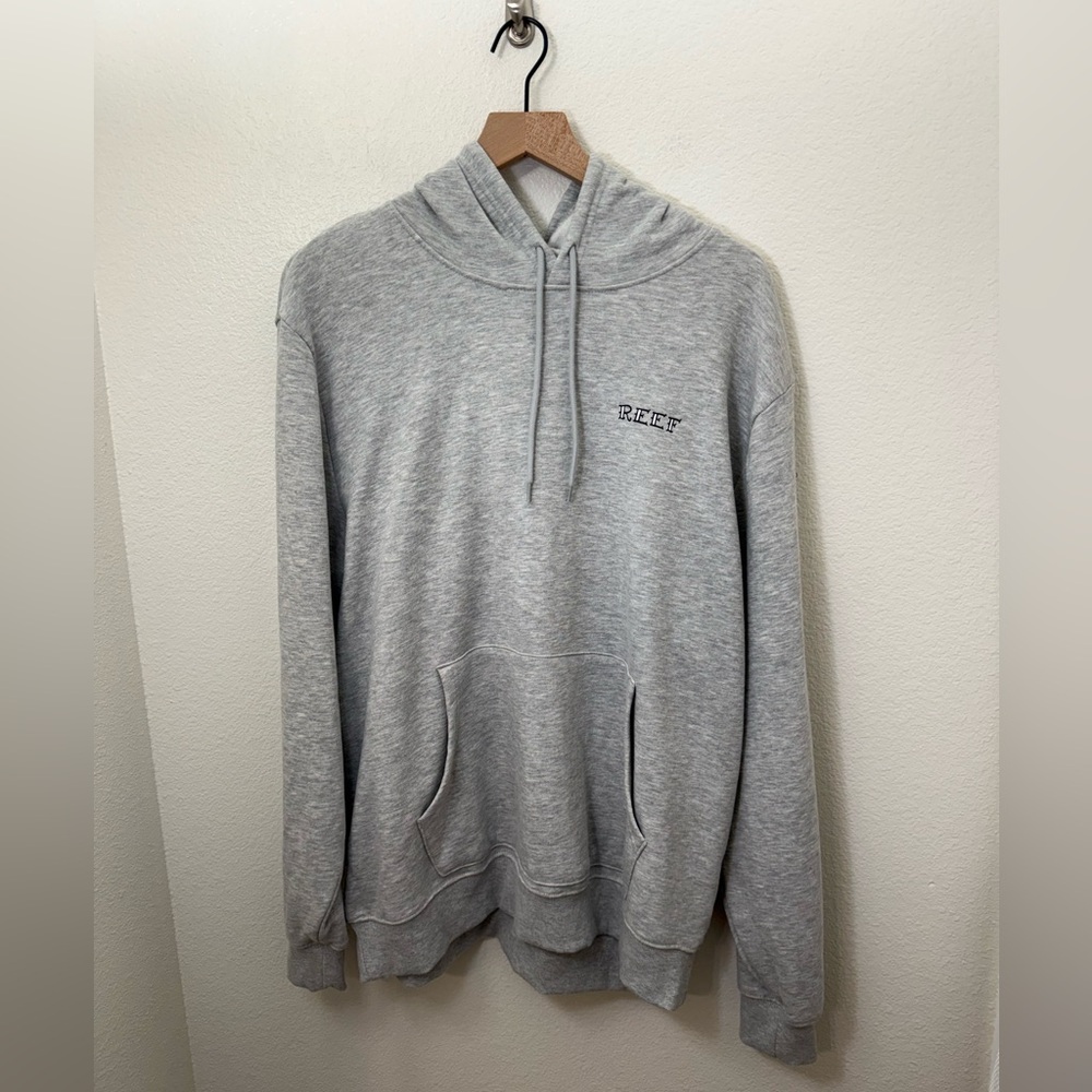Reef Mens Fleece Pullover Hoodie Gray Large